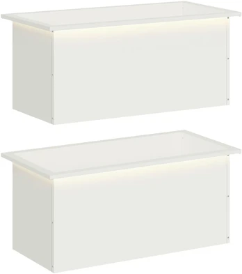 Sodo vazonas su LED 2 vnt. Balta 40 x 80 x 40 cm Plienas