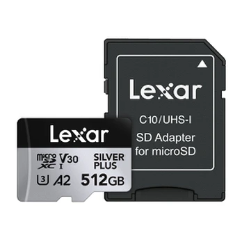 Lexar High-Performance Silver Plus microSDXC atminties kortelė su adapteriu, 512 GB