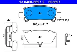 ATE 13.0460-5697.2 Brake pad set