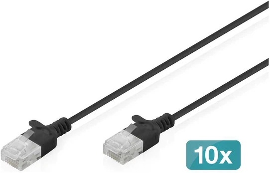 Digitus CAT 6 U-UTP Slim Patchkabel, 3 m, Juodas, 10 Stück