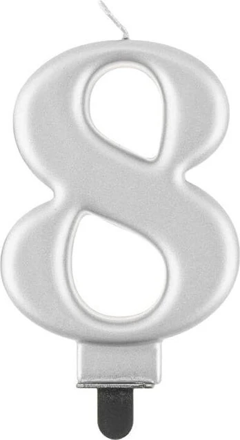 GoDan Gimtadienio žvakė "8" sidabro 8cm