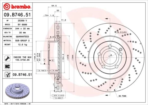 Stabdžių diskas BREMBO 09.B746.51