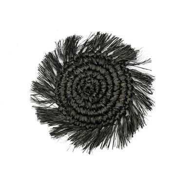 Bazaar Poilsis, Fringe Raffia, 10x10x1 cm, Juoda
