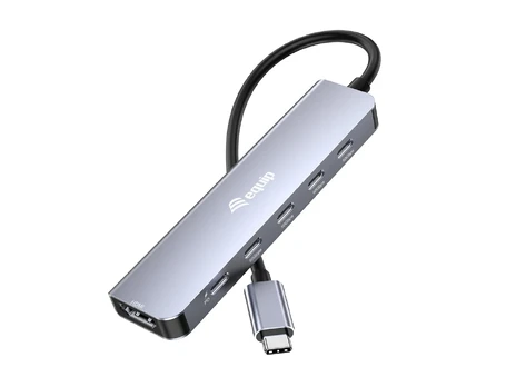 Equip Adapteris USB-C->HDMI/3xUSB-C/USB PD 4K/ 60Hz 0.25m Alu.