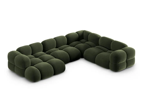 Velvet Panoramic Right Corner Sofa, "Loretto", 5 Seats, 345x250x68 Made in Europe