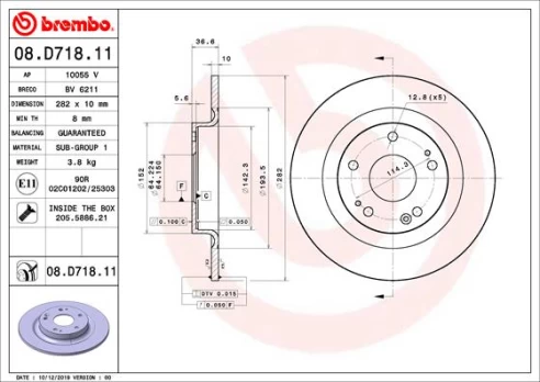 BREMBO 08.D718.11 Brake Disc