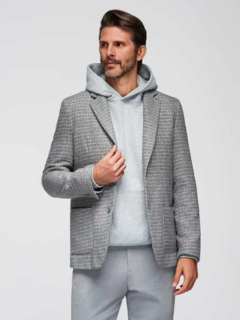 men's checkered jacket with wool - pilkas v1 om-blzb-0117