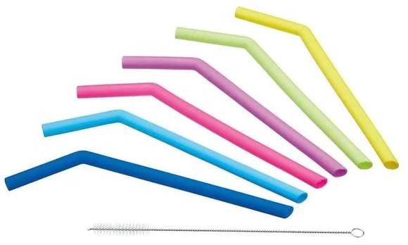 Šiaudeliai su valymo šepetėliu Kitchen Craft, 24.5 cm, silikonas, 7 vnt.