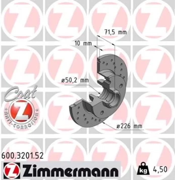 Stabdžių diskas ZIMMERMANN 600.3201.52