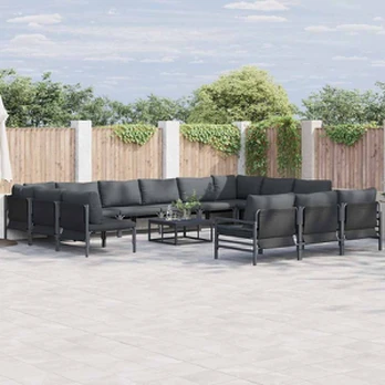 Sodo Sofų Rinkinys 14 pcs Antracito Plienas