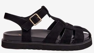 Moteriški sandalai iš dirbtinio zomšo, platforma 3 cm