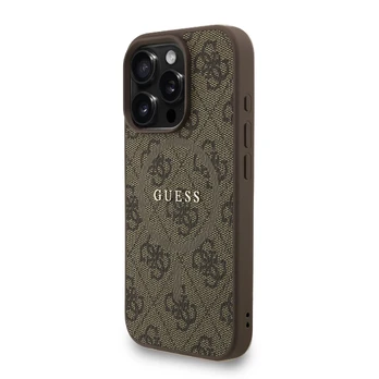 Dėklas Guess PU Leather 4G Colored Ring Strap MagSafe Case for iPhone 16 Pro Max Brown