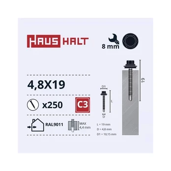 Savisriegis Haushalt, 4.8 mm x 19 mm, 250 vnt.