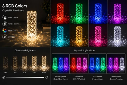 Galda lampa iLike Crystal Bubble Touch RGB LED Table Lamp with Bluetooth Speaker ILICTBLBS ()