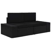 Modulinė dvivietė sofa, juodos spalvos, poliratanas kaina