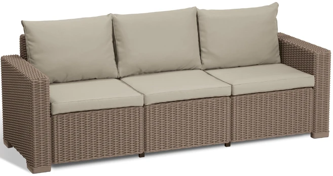 Lauko sofa Keter California 3, ruda sp./smėlio sp., 199 cm x 68 cm x 72 cm