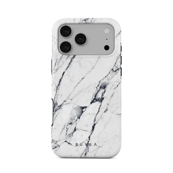 Satin White - Marble iPhone 17 Pro Max Case, Tough (MagSafe) / N/A