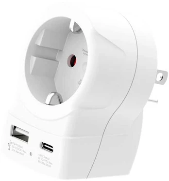 SKROSS Länderstecker Europe to US USB AC20PD baltas