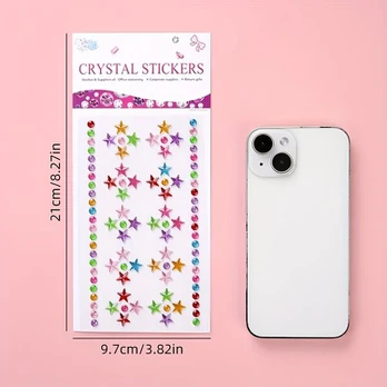 Įvairūs 3D kristaliniai lipdukai puošybai, 10 Sheets/Set
