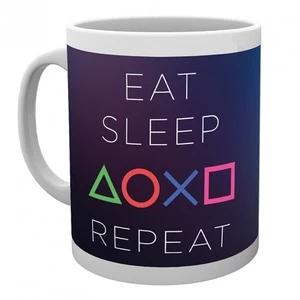 Puodelis GBeye Eat Sleep Game Repeat, balta/violetinė, 320 ml