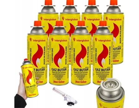 Dujinis degiklis + butano dujos Interglobus 400ml, 8 vnt.
