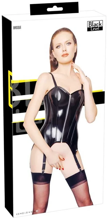 Black Level Vinyl Basque S Seksuali lateksinė apranga