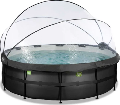 EXIT Juodas Leather pool ø450x122cm with sand filter pump and dome - juodas