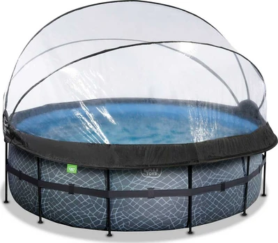 EXIT Stone pool ø427x122cm with sand filter pump and dome - pilkas