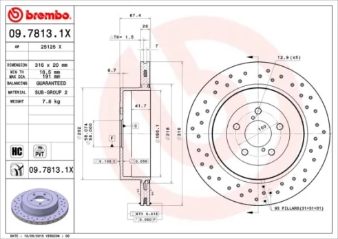 Stabdžių diskas BREMBO 09.7813.1X