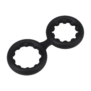 Rock Solid Silicone Double Stamina Ring Black with Metal Beads 36mm