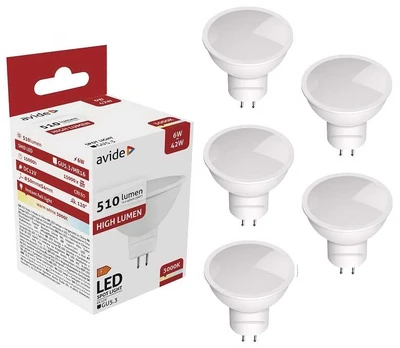 Avide LED lemputė 6W GU5.3 12V 3000K 5vnt