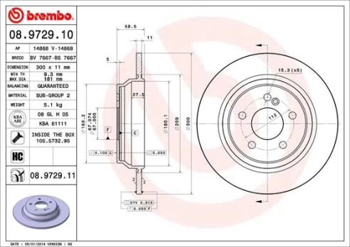Stabdžių diskas BREMBO 08.9729.11
