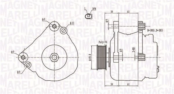 Kintamosios srovės generatorius MAGNETI MARELLI 063731729010