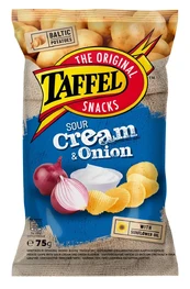 TAFFEL S.CREAM & ONION CHIPS bulvių traškučiai, 75 g kaina