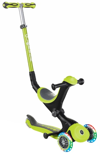 Vaikiškas paspirtukas Globber Go-Up Deluxe Lights, žalias