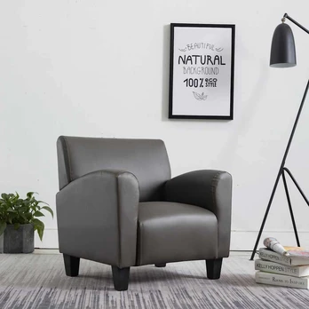 Sofa kėdė, pilkos spalvos, dirbtinė oda