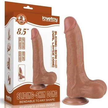 LoveToy 8.5'' Sliding Skin Dual Layer Dong Brown