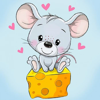 Deimantinis paveikslas Mouse and Cheese 20*20 cm WD2534