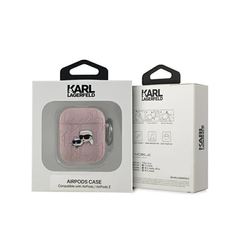 Karl Lagerfeld KLA2PGKCPP AirPods 1/2 cover rožinis/pink Monogram Karl & Choupette Head