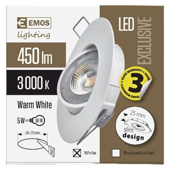 Emos LED spotlight SIMMI baltas, circle 5W warm baltas