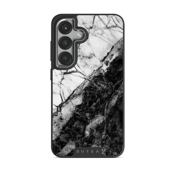 Fatal Contradiction - Black & White Marble Samsung Galaxy S25 Plus Case, Elite Dark (Magnetic) / Silver
