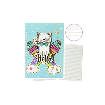 Lean Notebook Notebook Lined Cat Unicorn Ice Kreminis Rainbow Turquoise A5 60 Sheets