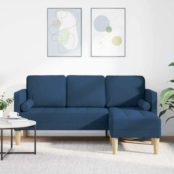 3-vietis L formos sofa mėlyna 160 cm audinys