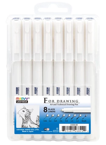 Rapidografas Marvy For Drawing, balta, 1.2 mm, 8 vnt.