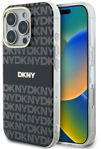 DKNY DKHMP16LHRHSEK iPhone 16 Pro 6.3" juoda/juodas hardcase Repeat Texture Pattern With Stripe