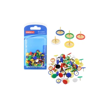 Lean Set of Flat Head Pushpins for Office and School, Colored, 90 pcs.