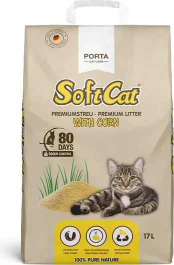 Porta21 - Catlitter - SoftCat Corn - Paper Bag - 17 L