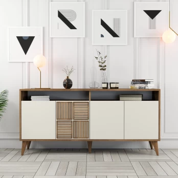 Konsolė Milan 160-Walnut, Cream Graikinis riešutas Kremas