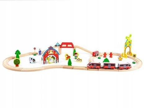 Rinkinys EcoToys Wooden Track Train Set
