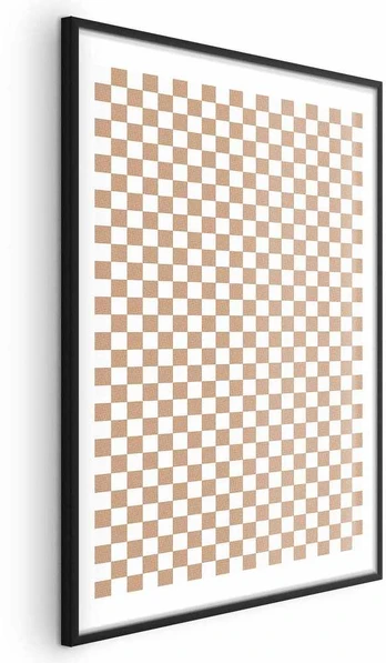 Artgeist Plakatas - Geometry and Browns - a chessboard pattern in neutral shades